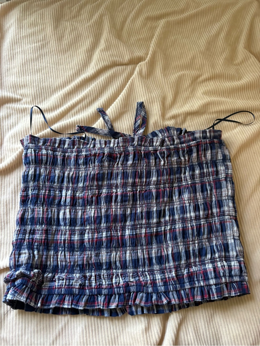navy plaid tube top and maxi skirt set - Picture 3 of 4
